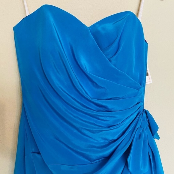 NWT 80’s 90’s Vintage Strapless Blue SILK Cocktail Dress Sz 6 - Picture 4 of 16